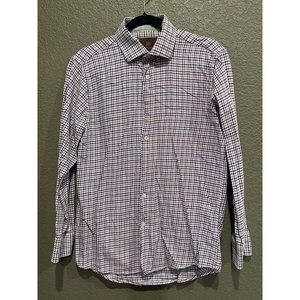 Tattersall London vintage 80 long sleeves houndstooth button down mens shirt